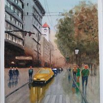 Mi proyecto del curso: Paisajes urbanos en acuarela. Een project van  Beeldende kunst, Aquarelschilderen y  Architecturale illustratie van inasan - 04.04.2023