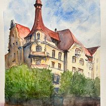 My project for course: Architectural Sketching with Watercolor and Ink. Sketching, Drawing, Watercolor Painting, Architectural Illustration, Sketchbook & Ink Illustration project by unndine - 04.02.2023