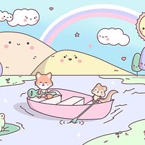 Kawaii World: Music and fun in the lake ✨. Character Design, Digital Illustration, and Manga project by Joana Robert - 04.05.2023