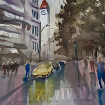 Mój projekt z kursu: Pejzaże miejskie w akwareli. Een project van  Beeldende kunst, Aquarelschilderen y  Architecturale illustratie van Renata Kras - 05.04.2023