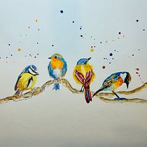 Mijn project van de cursus: Vogels illustreren met artistieke aquarel. Projekt z dziedziny Malowanie akwarelą, Ilustracja naturalist i czna użytkownika Nathalie Van Den Berg - 05.04.2023