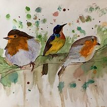 My project for course: Artistic Watercolor Techniques for Illustrating Birds. Projekt z dziedziny Trad, c, jna ilustracja, Malowanie akwarelą, R, sunek realist, czn, Ilustracja naturalist i czna użytkownika chandratreyr - 06.04.2023