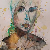 Mon projet du cours : Portrait expérimental à l'encre, à l'alcool et au thé. Artes plásticas, Pintura, Desenho e Ilustração com tinta projeto de Annie Chervin - 06.04.2023