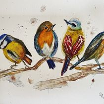 Mein Abschlussprojekt für den Kurs: Illustriere Vögel mit expressiven Aquarelltechniken. Traditional illustration, Watercolor Painting, Realistic Drawing, and Naturalistic Illustration project by kerstin.1964 - 04.06.2023