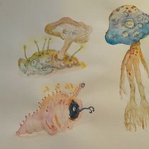 Meu projeto do curso: Sketchbook de natureza fantástica: crie seres de outro mundo. Drawing, Watercolor Painting, Sketchbook, Naturalistic Illustration, and Pencil Drawing project by Carol Lima - 04.07.2023