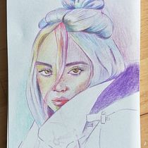 Mein Abschlussprojekt für den Kurs: Lebendiges Porträtzeichnen mit Buntstiften. Drawing, Portrait Drawing, Sketchbook, and Colored Pencil Drawing project by Daniela Exner - 04.10.2023