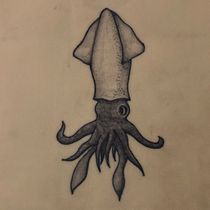 calamar. Tattoo Design project by Mario Toledo Flores - 04.09.2023