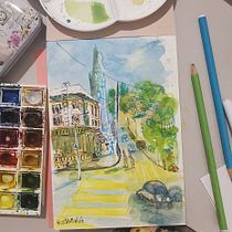Il mio progetto del corso: Urban sketching: crea paesaggi urbani espressivi. Painting, Sketching, Drawing, Watercolor Painting, Sketchbook & Ink Illustration project by astrattalab - 04.11.2023
