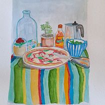 Mi proyecto del curso: Bodegón contemporáneo con acuarela. Een project van Traditionele illustratie, Schilderij y Aquarelschilderen van Marina - 04.05.2023