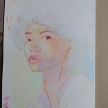 My project for course: Vibrant Portrait Drawing with Colored Pencils. Drawing, Portrait Drawing, Sketchbook, and Colored Pencil Drawing project by mariemadsen - 04.17.2023