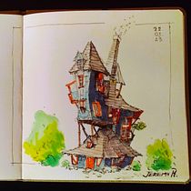 Mi proyecto del curso: Dibujo arquitectónico expresivo con marcadores de colores. Een project van  Schetsen,  Tekening,  Architecturale illustratie, Sketchbook y  Illustratie met inkt van jeremyps - 17.04.2023