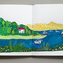 Mein Abschlussprojekt für den Kurs: Reiseskizzenbuch-Illustration mit Gouache. Painting, Drawing, Sketchbook, and Gouache Painting project by daniela_gerstenmeyer - 04.18.2023