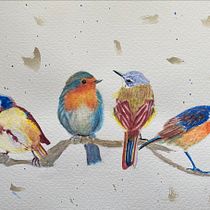 My project for course: Artistic Watercolor Techniques for Illustrating Birds. Traditional illustration, Watercolor Painting, Realistic Drawing, and Naturalistic Illustration project by Bonnie - 04.18.2023