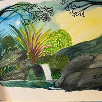 My project for course: Fantasy Landscapes with Watercolor & Gouache. Fine Arts, Painting, Watercolor Painting, Naturalistic Illustration, and Gouache Painting project by JUDY RUDDER - 04.19.2023