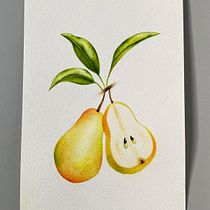 Pears. Painting, Watercolor Painting, Botanical Illustration, and Naturalistic Illustration project by mswen272 - 04.17.2023