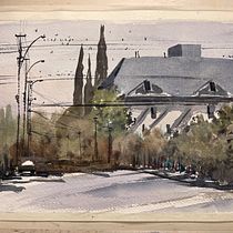 Mon projet du cours : Création de paysages contemporains à l'aquarelle. Fine Arts, and Watercolor Painting project by mfranci - 04.21.2023