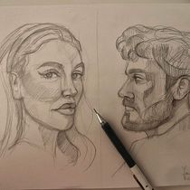 Mi proyecto del curso: Cuaderno de retratos a línea con grafito. Artes plásticas, Esboçado, Desenho, Desenho de retrato, e Sketchbook projeto de Jose Abril - 24.04.2023