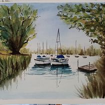 Il mio progetto del corso: Pittura di paesaggi marini ad acquerello. Pintura, Pintura em aquarela e Ilustração naturalista projeto de monny_71 - 24.04.2023