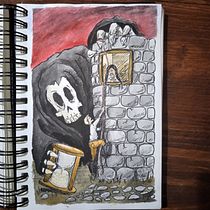 Relatos ilustrados: de la idea al papel: "Romance del enamorado y la muerte" . Traditional illustration, Fine Arts, Painting, Pencil Drawing, Drawing, Watercolor Painting, Children's Illustration, and Narrative project by El Rhodri - 04.24.2023