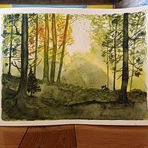 Mon projet du cours : Paysages oniriques à l'aquarelle : capturez la lumière. Un projet de Peinture , et Aquarelle de elfibulles - 29.04.2023