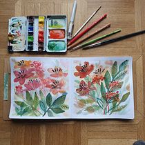 Mein Abschlussprojekt für den Kurs: Blumenkompositionen mit Aquarell: Verbinde dich mit der Natur. Ilustração tradicional, Pintura, Pintura em aquarela e Ilustração botânica projeto de Jenny - 30.04.2023