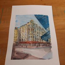 Meu projeto do curso: Desenho arquitetônico com aquarela e tinta. Esboçado, Desenho, Pintura em aquarela, Ilustração arquitetônica, Sketchbook e Ilustração com tinta projeto de jpnets - 01.05.2023