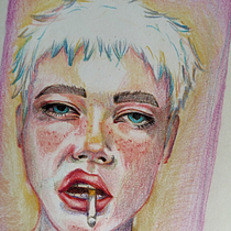 Mi proyecto del curso: Dibujo de retratos llamativos con lápices de colores. Desenho, Desenho de retrato, Sketchbook, e Desenho com lápis de cor projeto de Lau Gutierrez - 01.05.2023