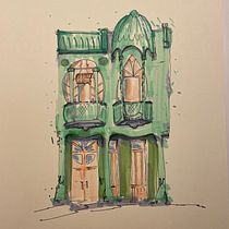 Mijn project van de cursus: Creëer expressieve architecturale schetsen met kleurstiften. Sketching, Drawing, Architectural Illustration, Sketchbook & Ink Illustration project by Gemma van der Horst - 05.01.2023