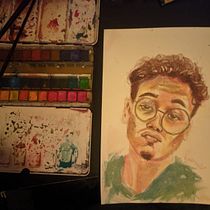 Meu projeto do curso: Retrato artístico em aquarela. Fine Arts, Painting, Watercolor Painting, and Portrait Drawing project by Robert Nicolas Duarte Bastos - 05.02.2023