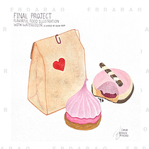 My project for course:  Flavorful Food Illustration with Watercolor. Projekt z dziedziny Trad, c, jna ilustracja,  Sztuki piękne,  Malarstwo i Malowanie akwarelą użytkownika Erika Bianca Arao - 30.04.2023