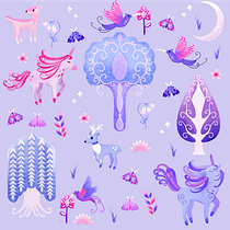 My project for course: Designing for Kids: Create Playful Patterns : Enchanted Dreams Ein Projekt aus dem Bereich Traditionelle Illustration, Produktdesign, Musterdesign, Digitale Illustration, Kinderillustration, Design, Grafikdesign, Innendesign, Vektorillustration, Digitale Zeichnung, Digitale Malerei, Sketchbook, Blumen- und Pflanzendesign, Textildesign und Briefpapier-Design von Minora Imagienature - 02.05.2023