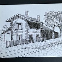 Mon projet du cours : Croquis d’architecture urbaine à l’encre. A French railway station, early 20th century. Een project van Traditionele illustratie,  Schetsen,  Tekening,  Architecturale illustratie y  Illustratie met inkt van Pierre Thieffry - 03.05.2023