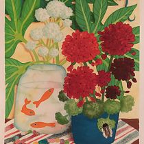 My final project: geranium and goldfish. Un proyecto de Ilustración botánica y Pintura gouache de laura_bellucci_1 - 03.05.2023