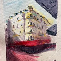 My project for course: Architectural Sketching with Watercolor and Ink. Esboçado, Desenho, Pintura em aquarela, Ilustração arquitetônica, Sketchbook e Ilustração com tinta projeto de sztado - 03.05.2023