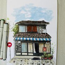 My project for course: Expressive Architectural Sketching with Colored Markers. Sketching, Drawing, Architectural Illustration, Sketchbook & Ink Illustration project by typical_martians - 05.06.2023