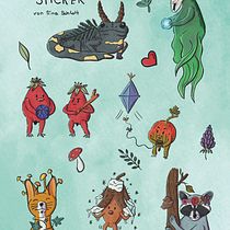 Mein Abschlussprojekt für den Kurs: Von der Natur inspiriert: Illustriere niedliche Charaktere. Projekt z dziedziny Projektowanie postaci,  R, sunek, Ilustracja c, frowa, R, sunek c i frow użytkownika ahoi_moeve - 06.05.2023