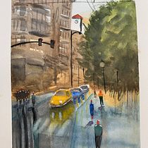 Mon projet du cours : Paysages urbains à l’aquarelle. Projekt z dziedziny  Sztuki piękne, Malowanie akwarelą,  R i sunek architektoniczn użytkownika morgane_rosado - 08.05.2023
