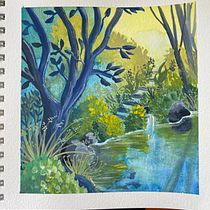 My project for course: Fantasy Landscapes with Watercolor & Gouache. Un proyecto de Bellas Artes, Pintura, Pintura a la acuarela, Ilustración naturalista				 y Pintura gouache de laconn74 - 08.05.2023