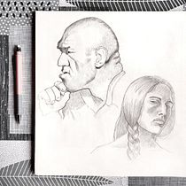 Final Project from the course: 'Portrait Sketchbooking: Explore the Human Face'. Esboçado, Desenho, Desenho de retrato, e Sketchbook projeto de Els - 10.05.2023