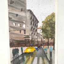 Mi proyecto del curso: Paisajes urbanos en acuarela. Projekt z dziedziny  Sztuki piękne, Malowanie akwarelą,  R i sunek architektoniczn użytkownika Ana Cecilia Mannaert - 11.05.2023