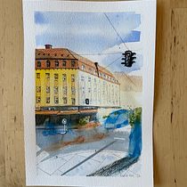 My project for course: Urban Sketching: Create Expressive Cityscapes. Painting, Sketching, Drawing, Watercolor Painting, Sketchbook, Ink Illustration, and Traditional illustration project by Emilie Kristensen-McLachlan - 05.12.1989