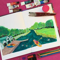 My project for course: Travel Sketchbook Illustration with Gouache. Painting, Drawing, Sketchbook, and Gouache Painting project by Janet Evans - 05.12.2023