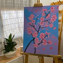 Mi proyecto: Mi flor de Cerezo. Traditional illustration, Fine Arts, Painting, Acr, lic Painting, and Botanical Illustration project by Eli Santamarina - 05.14.2023