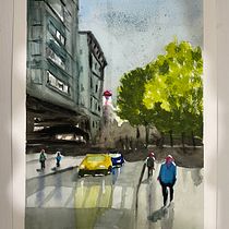 Paisajes urbanos en acuarela. Projekt z dziedziny  Sztuki piękne, Malowanie akwarelą,  R i sunek architektoniczn użytkownika alloisrichard - 10.05.2023