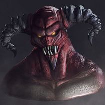 Demonio (Inspirado en Diablo III). Projekt z dziedziny Trad, c, jna ilustracja, 3D, Projektowanie postaci, Ilustracja c, frowa,  Modelowanie 3D, Projektowanie postaci 3D, Malarstwo c i frowe użytkownika fgvenegas - 16.05.2023