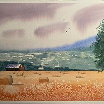 Mijn project van de cursus: Aquarellandschappen: experimentele tools en technieken. Projekt z dziedziny  Sztuki piękne,  Malarstwo i Malowanie akwarelą użytkownika Ingrid Bracke - 17.05.2023