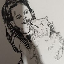 Mi proyecto del curso: Ilustración con técnicas manuales de rayado y dripping. Un progetto di Character design, Belle arti, Pittura, Pittura ad acquerello, Disegno di ritratti e Disegno artistico di vero-4 - 16.05.2023