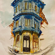 My project for course: Architectural Sketching with Watercolor and Ink - Corner Apartment Bldg. Sketching, Drawing, Watercolor Painting, Architectural Illustration, Sketchbook & Ink Illustration project by Brent Paul - 05.10.2023