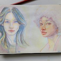 My project for course: Vibrant Portrait Drawing with Colored Pencils. Drawing, Portrait Drawing, Sketchbook, and Colored Pencil Drawing project by picoutiatia - 05.16.2023
