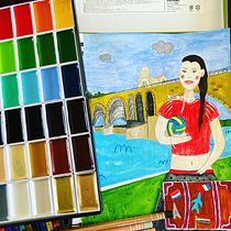 My project for course: Playful Illustration with Watercolor & Colored Pencils. Ilustração tradicional, Pintura, Pintura em aquarela, Desenho de retrato, e Desenho com lápis de cor projeto de Petra Eun Joo VLIJM GUZZARDI - 18.05.2023
